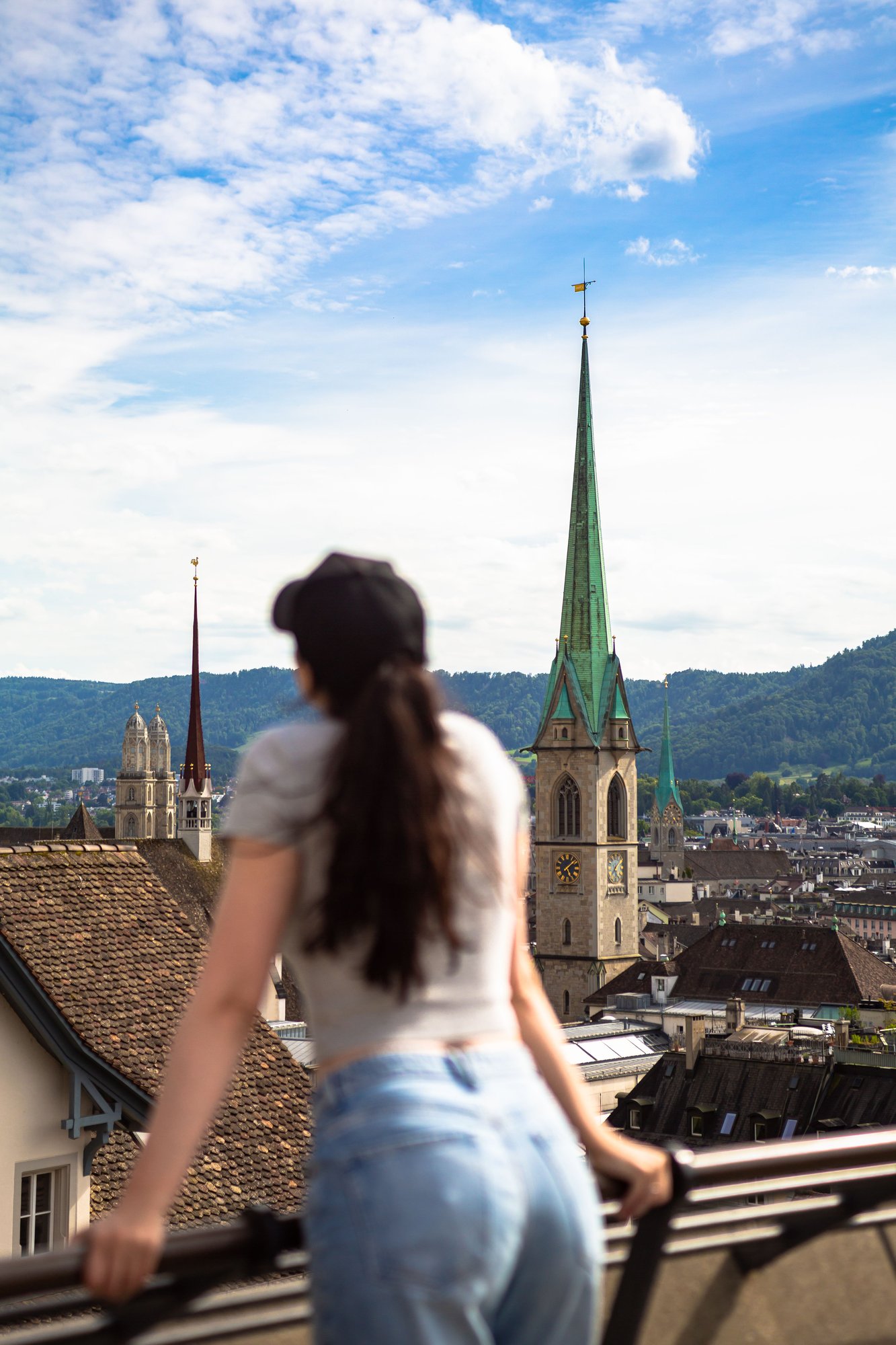 Admiring the view in Zurich